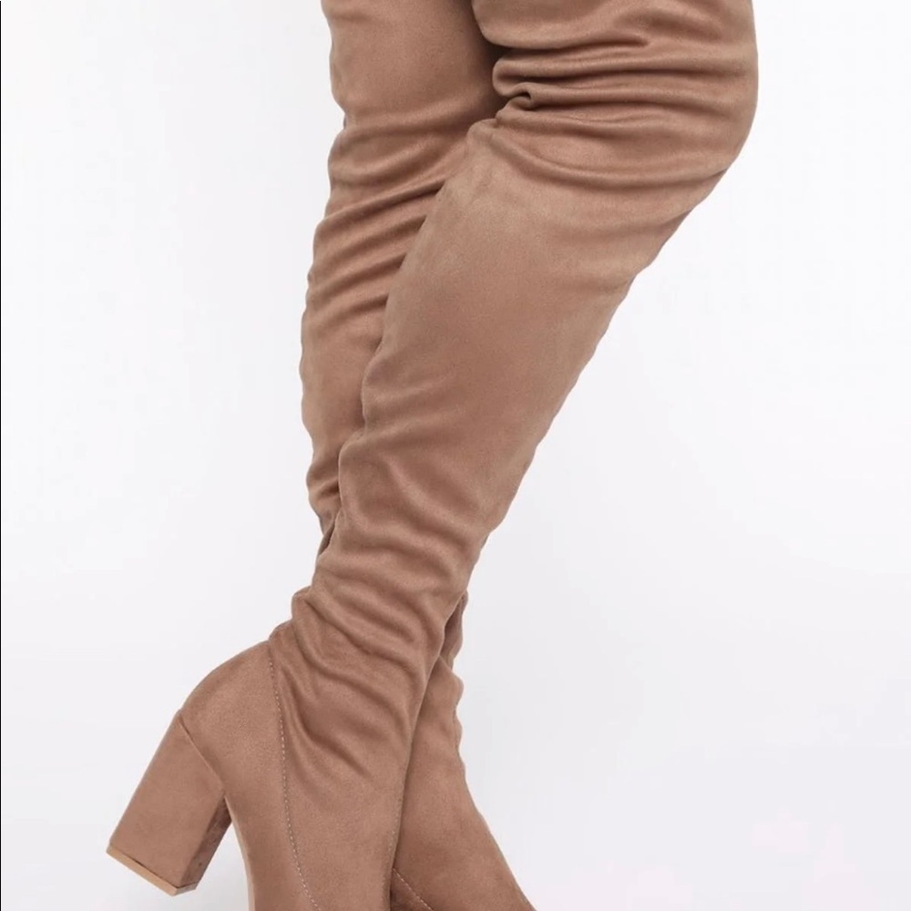 Brown knee high boots